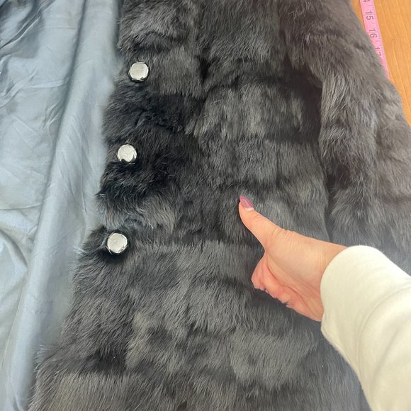 VINTAGE Black Rabbit Fur Jacket - Picture 5 of 10
